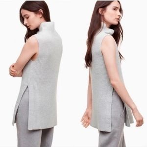 Aritzia Sleeveless Turtleneck Knit Sweater Vest in Light Gray